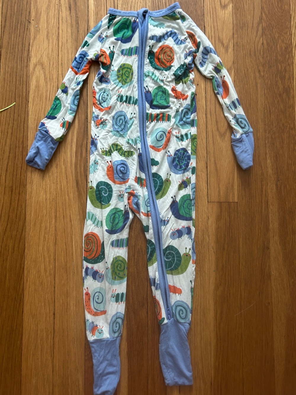 Little Sleepies bug  Print Footie in Blue, Green, Orange